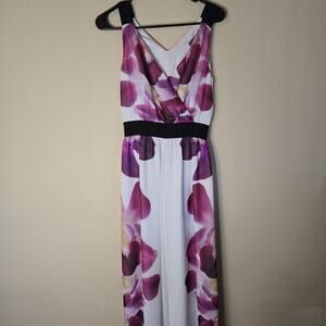 "Express" Extra Small White Dress w/ Purple Floral Print